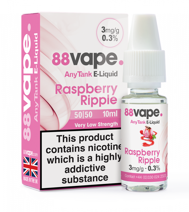 88Vape Anytank Raspberry Ripple E-Liquid 10ml