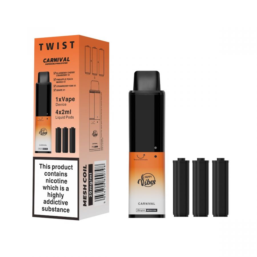 Happy Vibes Carnival Twist 2400 Puff Bar Disposable Vape TPD UK