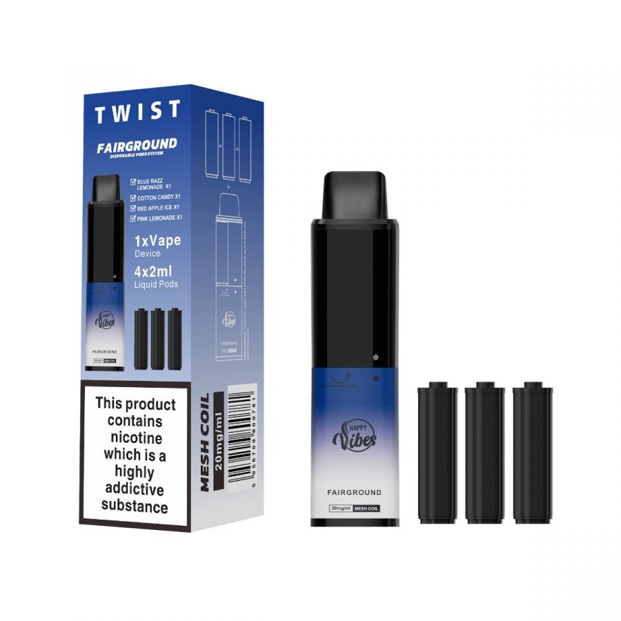 Happy Vibes Fairground Twist 2400 Puff Bar Disposable Vape TPD UK