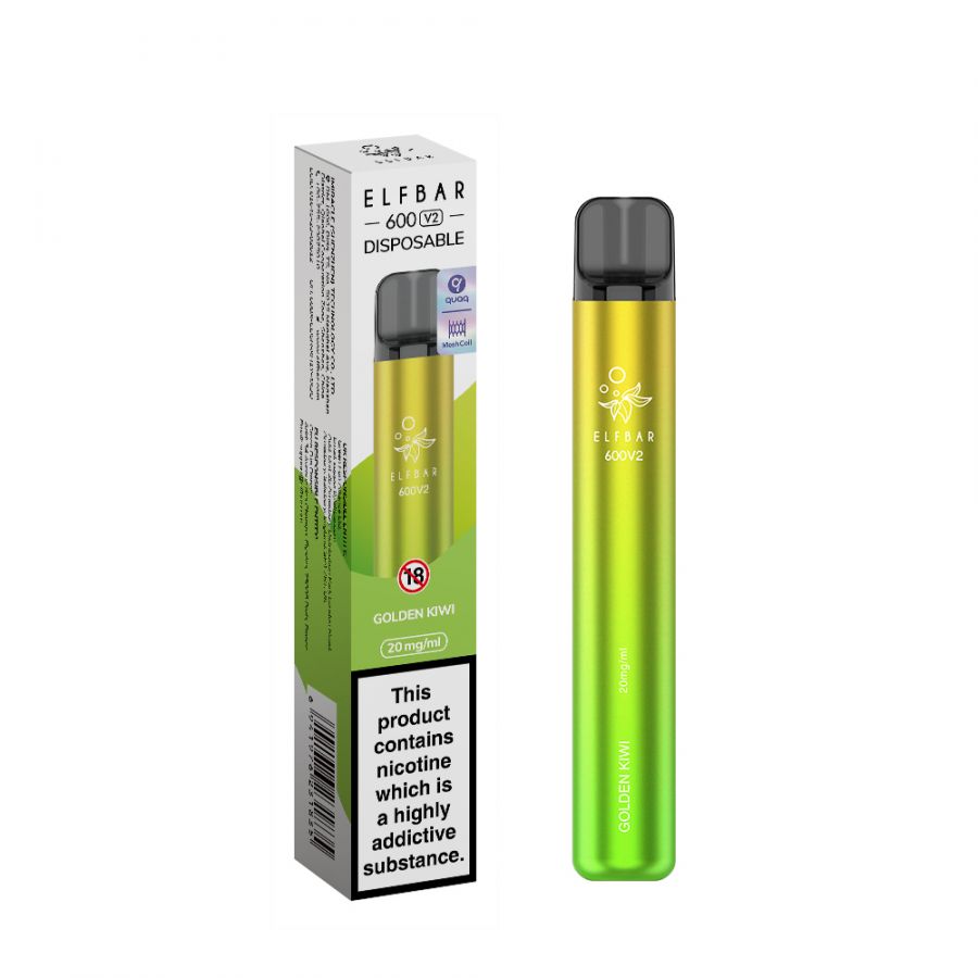 Golden Kiwi Elf Bar V2 600 Puff Disposable Vape 2% 20mg