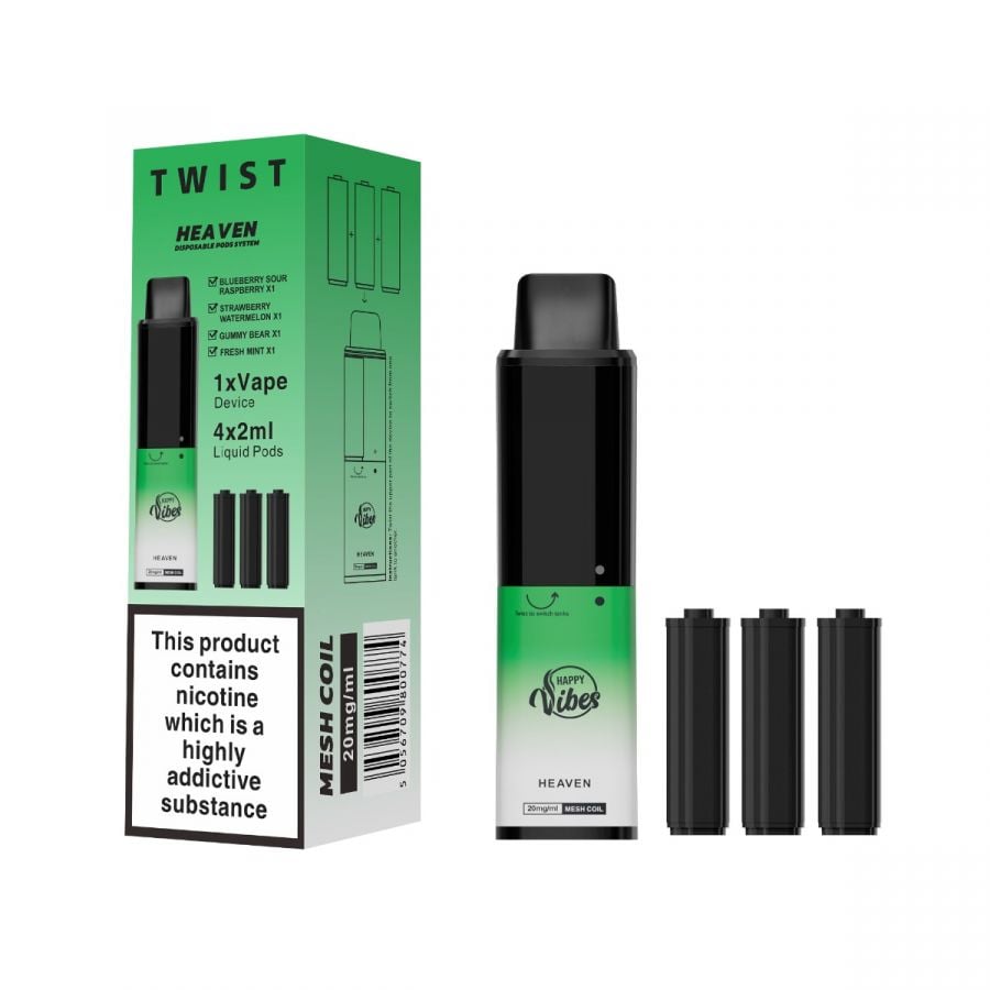 Happy Vibes Heaven Twist 2400 Puff Bar Disposable Vape TPD UK