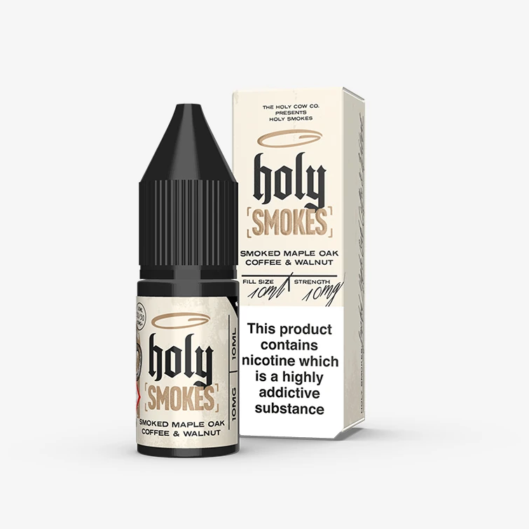 Holy Smokes Nic Salt E-Liquid Smoked Maple Oak Coffee & Walnut 10ml