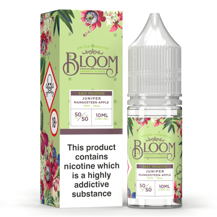 Bloom Aromatic E-Liquid Nic Salt 10ml Juniper Mangosteen Apple