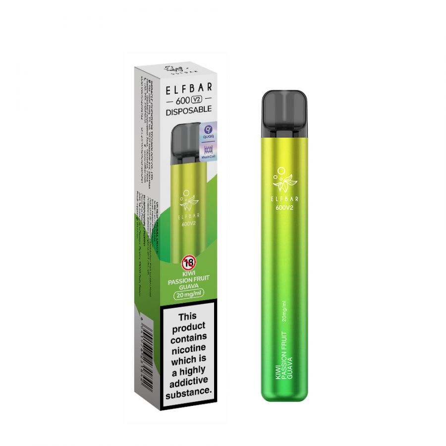 Kiwi Passionfruit Guava Elf Bar V2 600 Puff Disposable Vape 2% 20mg