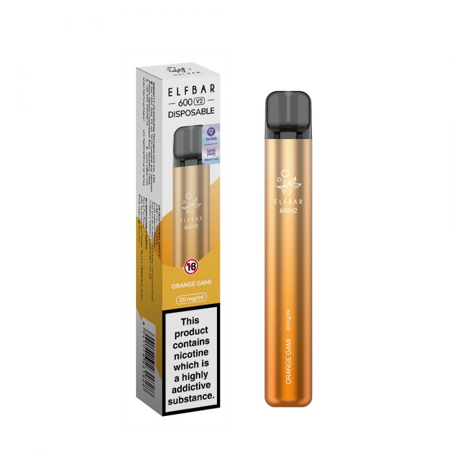 Orange Gami Elf Bar V2 600 Puff Disposable Vape 2% 20mg