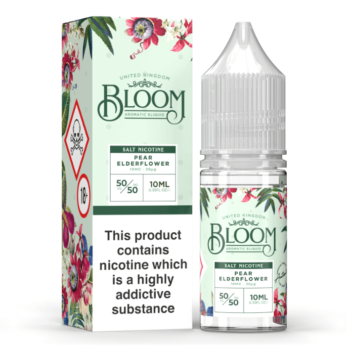 Bloom Aromatic E-Liquid Nic Salt 10ml Pear Elderflower