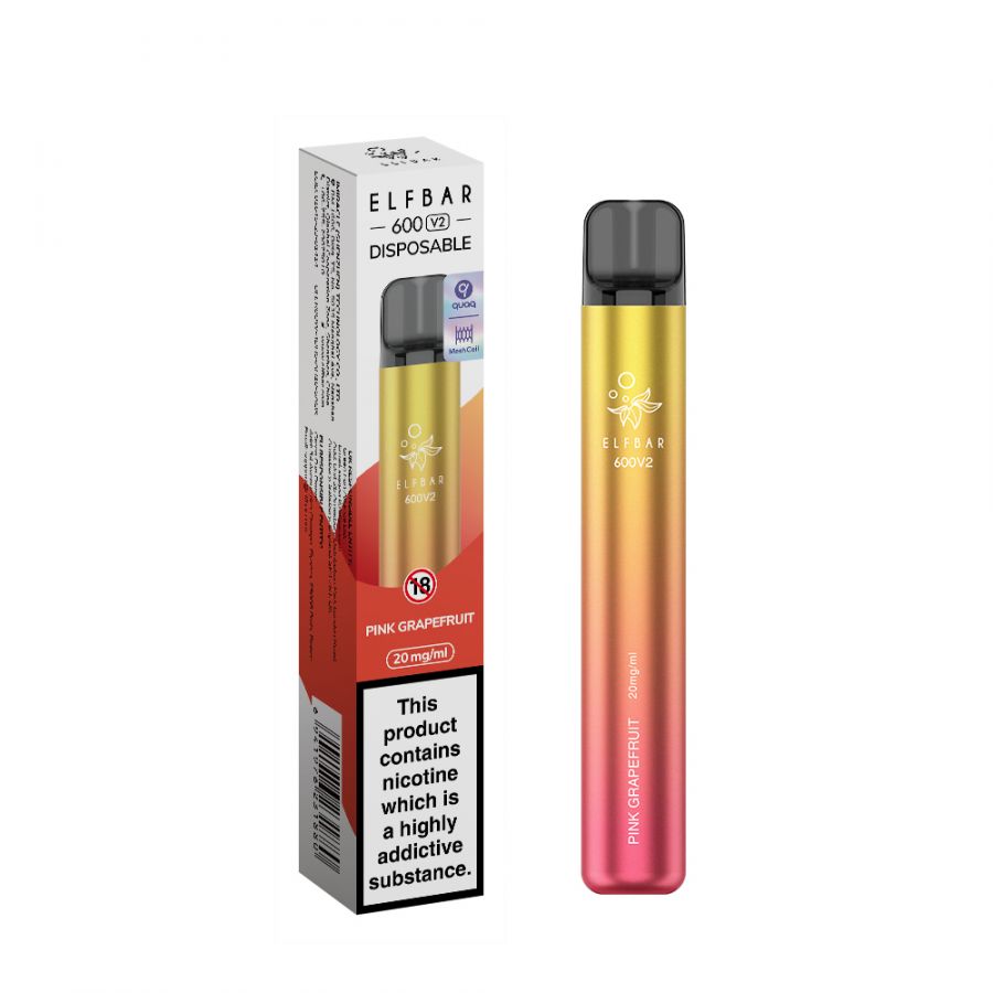 Pink Grapefruit Elf Bar V2 600 Puff Disposable Vape 2% 20mg