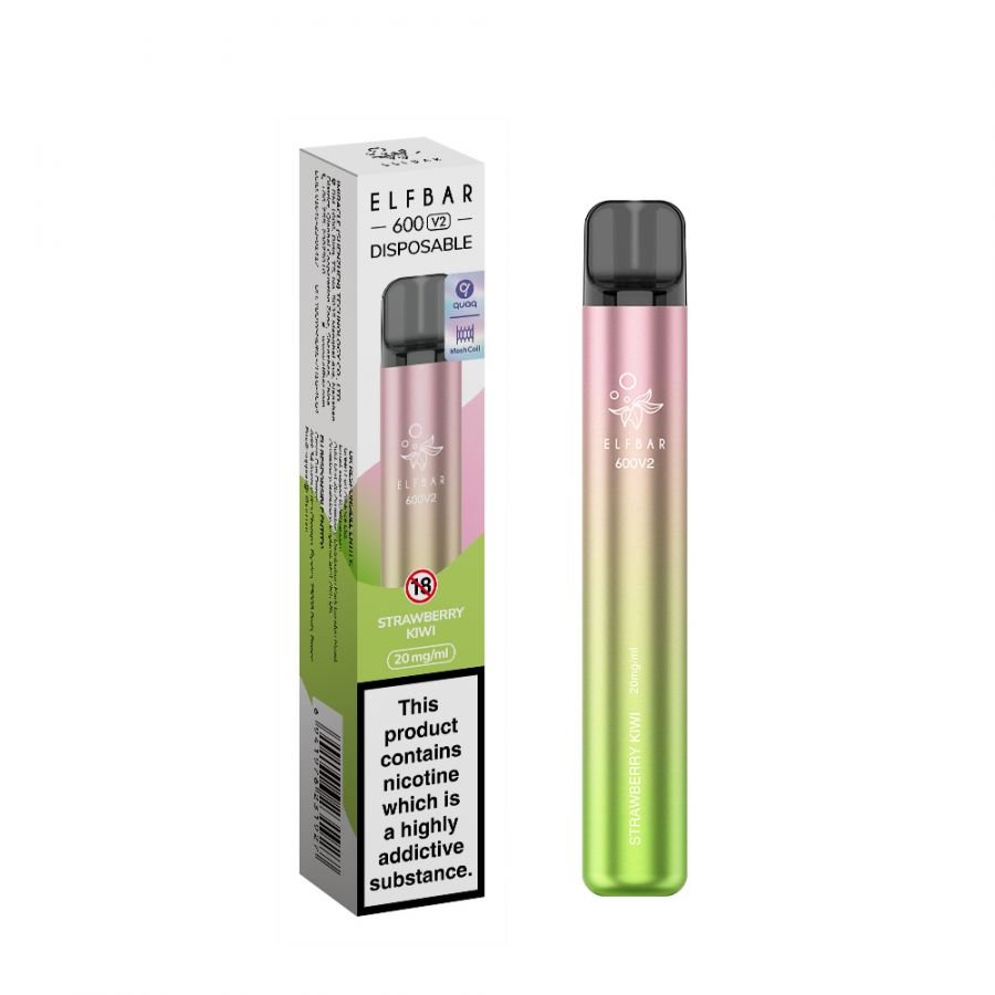 Strawberry Kiwi Elf Bar V2 600 Puff Disposable Vape 2% 20mg