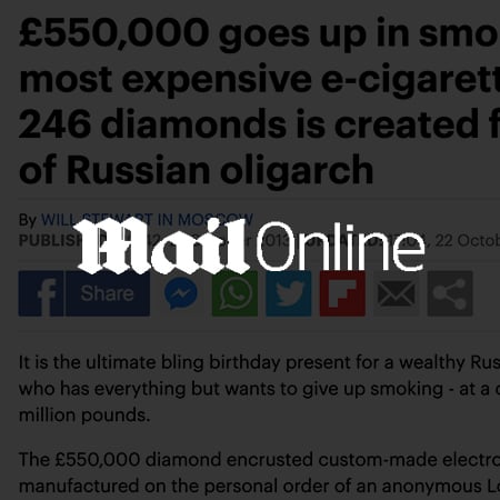 £550,000 goes up in smoke! World's most expensive e-cigarette covered in 246 diamonds is created for girlfriend of Russian oligarch